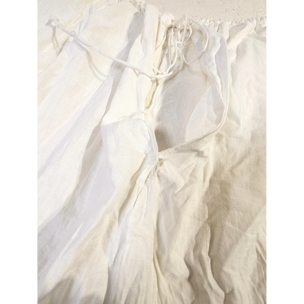 Vintage Boho Eyelet Skirt 26x30 White‎ Cotton Tiered Prairie READ